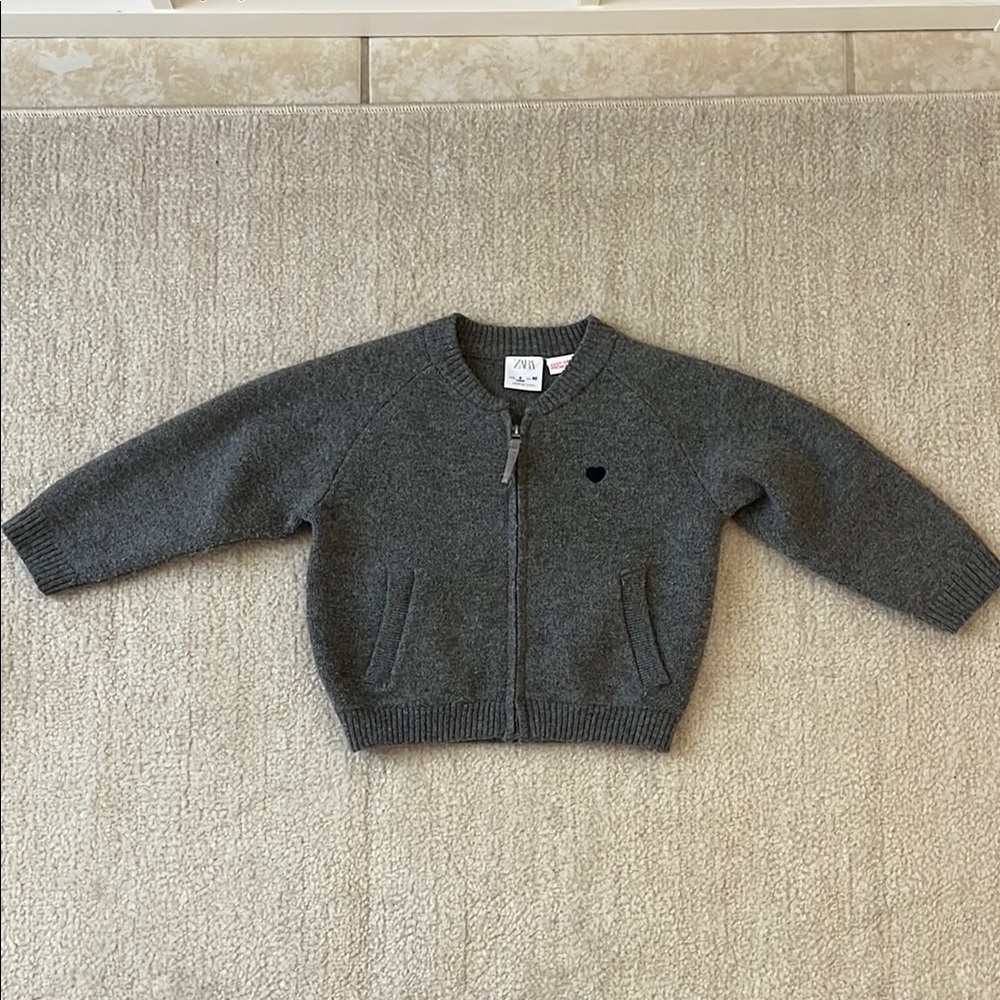 Zara Charcoal Zip-Up Cardigan